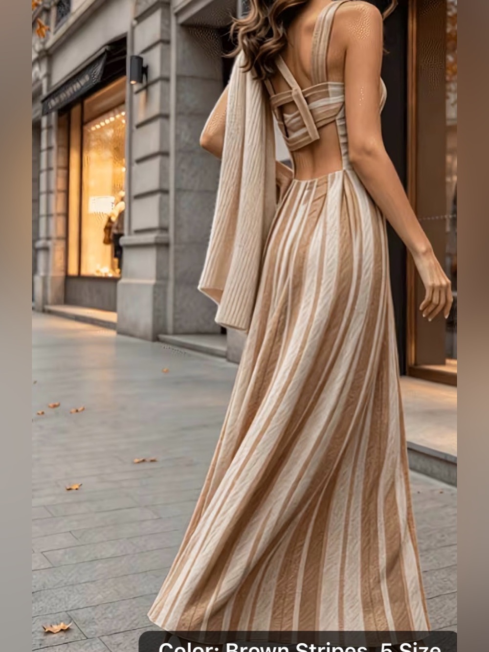 Beige Striped Maxi Skirt - Women's Elegant Summer Skirt